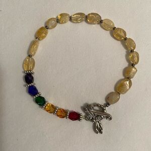 Chakra Swarovski Crystal - Citrine 8 in Bracelet with Silver Dragonfly Charm